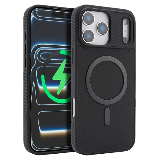MagSafe Case for Apple iPhone 17 Pro Max, OEM, Carbon Metal Ring, Black