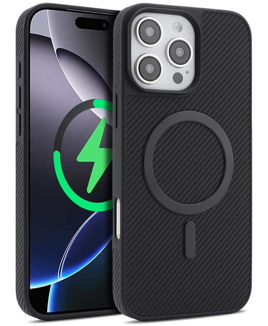 MagSafe Case for Apple iPhone 16 Pro Max, OEM, Carbon Metal Ring, Black
