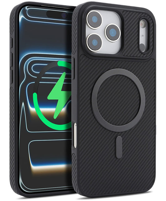 MagSafe Case for Apple iPhone 17 Pro, OEM, Carbon Metal Ring, Black