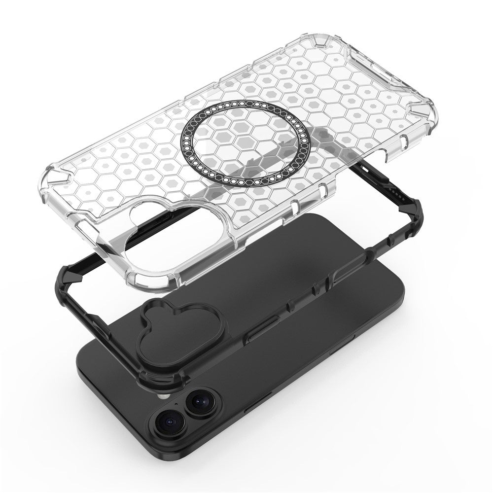 MagSafe Case for Apple iPhone 16, Techsuit, HoneyComb Shield, Blue