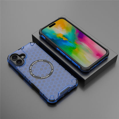 MagSafe Case for Apple iPhone 16, Techsuit, HoneyComb Shield, Blue