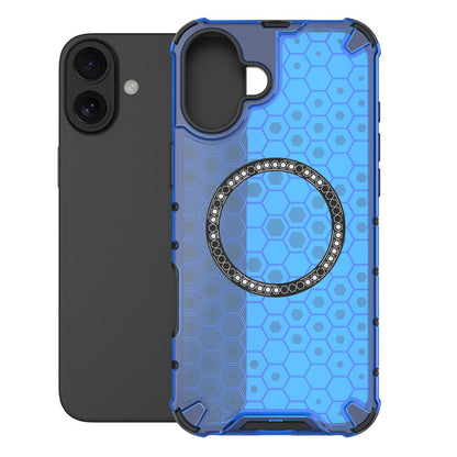 MagSafe Case for Apple iPhone 16, Techsuit, HoneyComb Shield, Blue