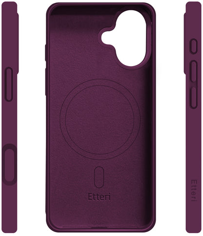 MagSafe Case for Apple iPhone 16, Etteri, Silicone Mag, Burgundy