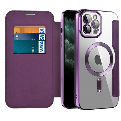 MagSafe Case for Apple iPhone 11 Pro Max, Techsuit, SmartMag Book, Purple