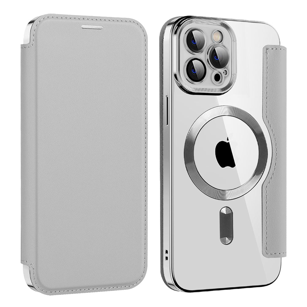 MagSafe Case for Apple iPhone 12 Pro Max, Techsuit, SmartMag Book, Gray