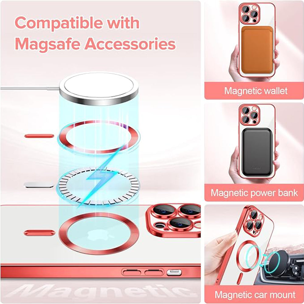 MagSafe Case for Apple iPhone 12 Pro, Techsuit, Luxury Crystal, Red