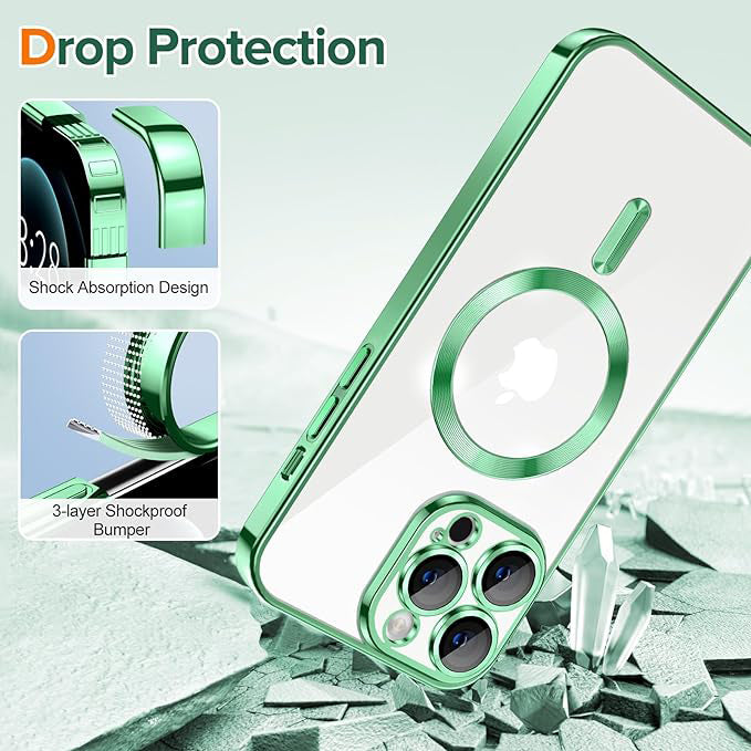 MagSafe Case for Apple iPhone 12 Pro, Techsuit, Luxury Crystal, Light Green