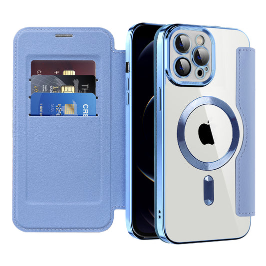 MagSafe Case for Apple iPhone 12 Pro, Techsuit, SmartMag Book, Blue