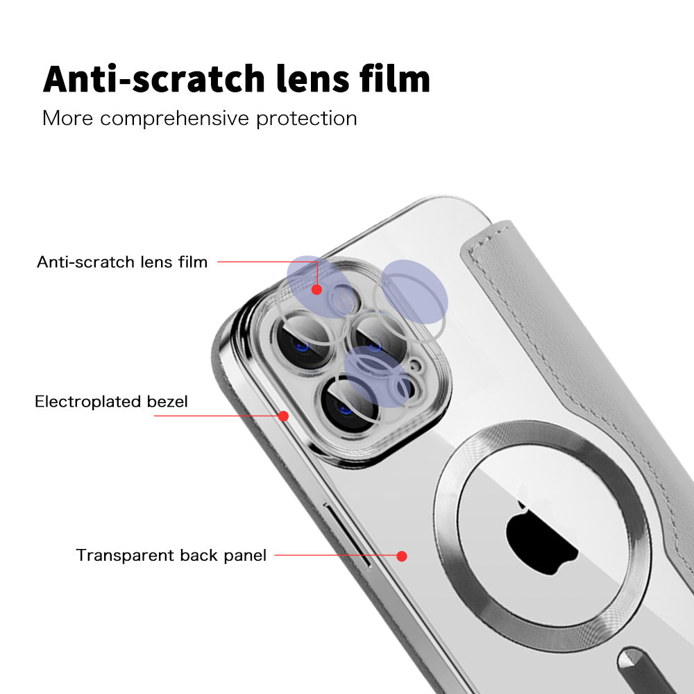 MagSafe Case for Apple iPhone 12 Pro, Techsuit, SmartMag Book, Gray