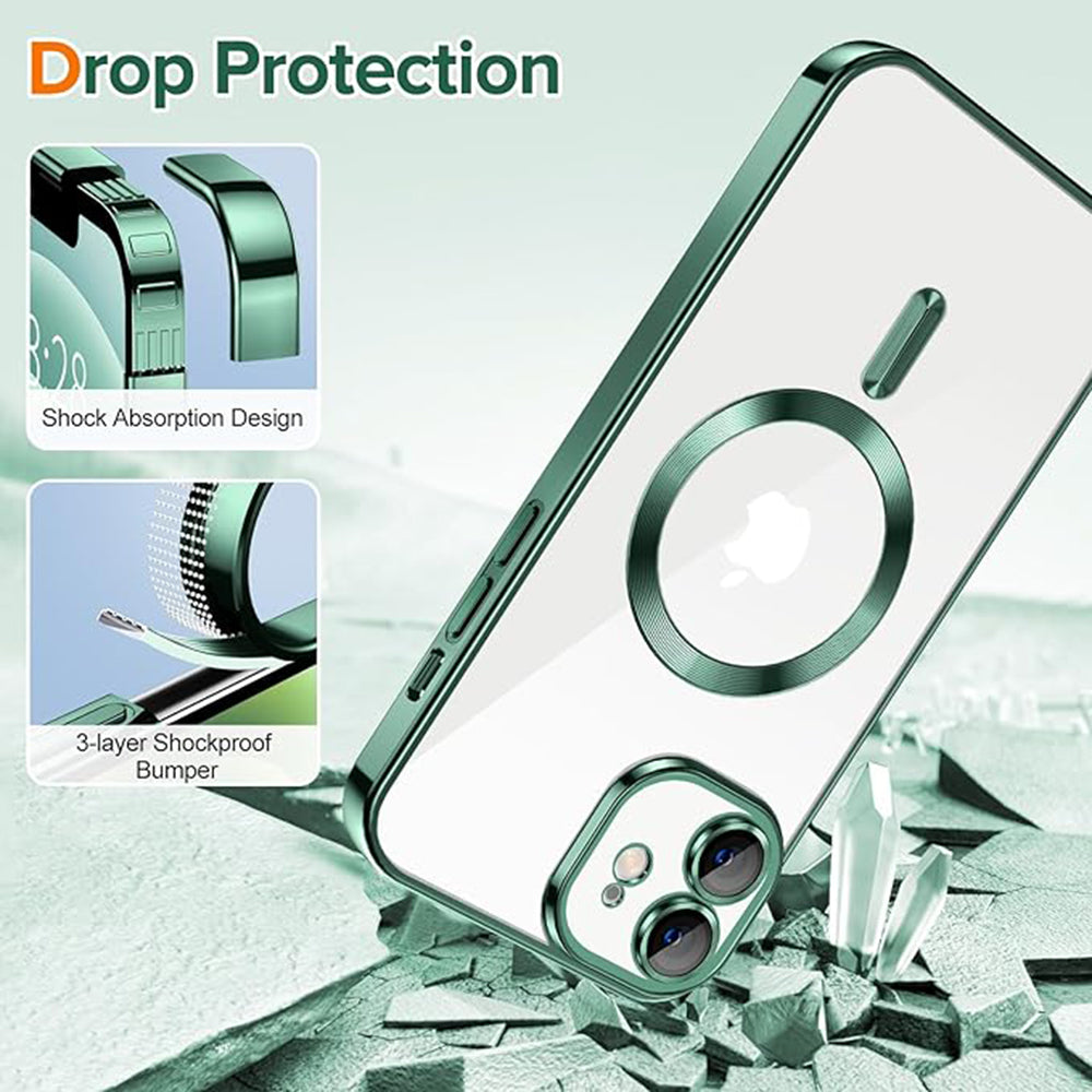 MagSafe Case for Apple iPhone 12, Techsuit, Luxury Crystal, Dark Green