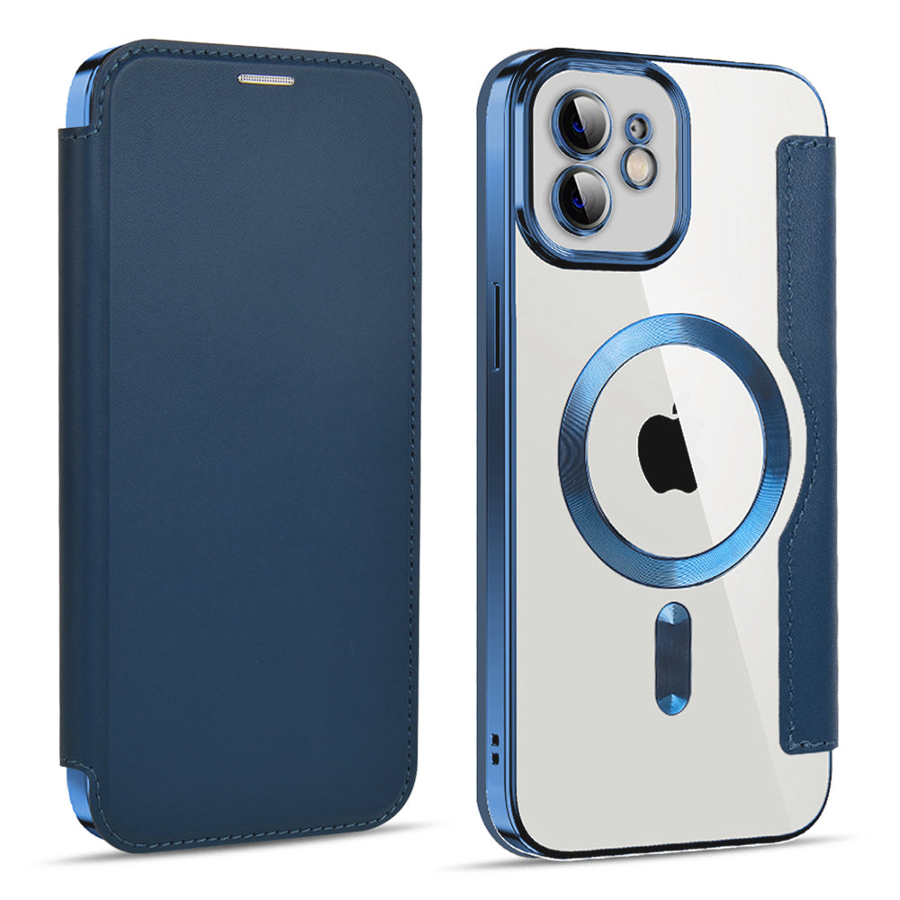 MagSafe Case for Apple iPhone 12, Techsuit, SmartMag Book, Blue