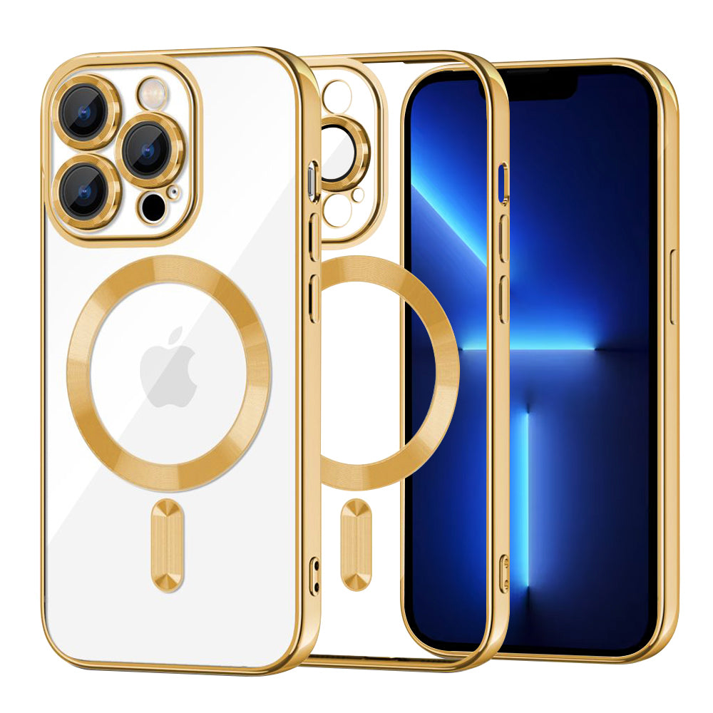 MagSafe Case for Apple iPhone 13 Pro Max, Techsuit, Luxury Crystal, Gold