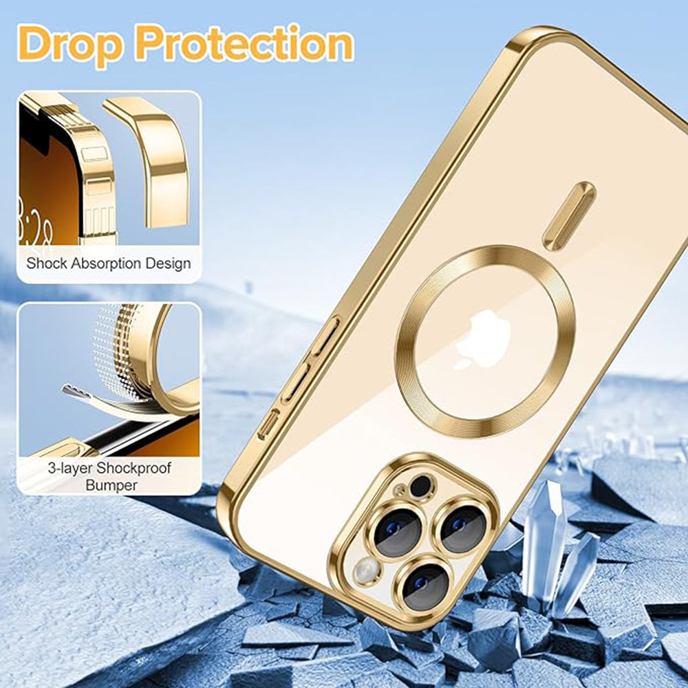 MagSafe Case for Apple iPhone 13 Pro Max, Techsuit, Luxury Crystal, Gold