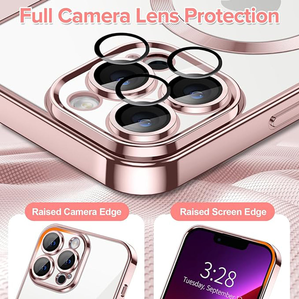 MagSafe Case for Apple iPhone 13 Pro Max, Techsuit, Luxury Crystal, Pink