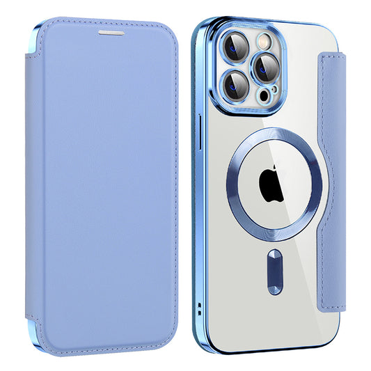 MagSafe Case for Apple iPhone 13 Pro, Techsuit, SmartMag Book, Blue