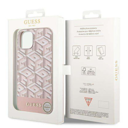 MagSafe Case for Apple iPhone 14, Guess, GCube Stripes, Pink