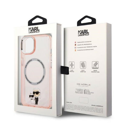 MagSafe Case for Apple iPhone 14, Karl Lagerfeld, Ikonik Karl & Choupette, Pink