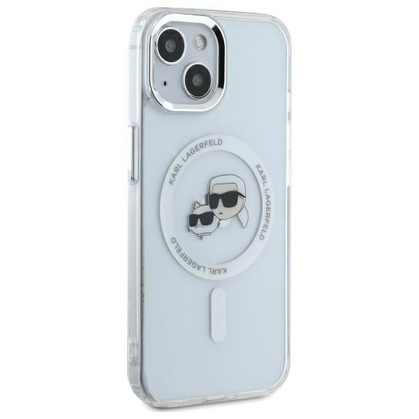 MagSafe Case for Apple iPhone 14, Karl Lagerfeld, IML Metal Karl & Choupette's Heads, White