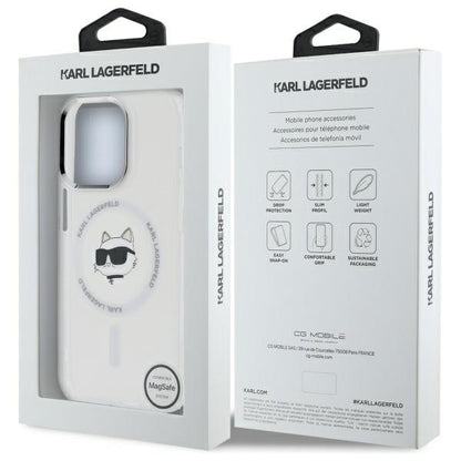 MagSafe Case for Apple iPhone 14 Pro, Karl Lagerfeld, IML Metal Choupette's Head, White