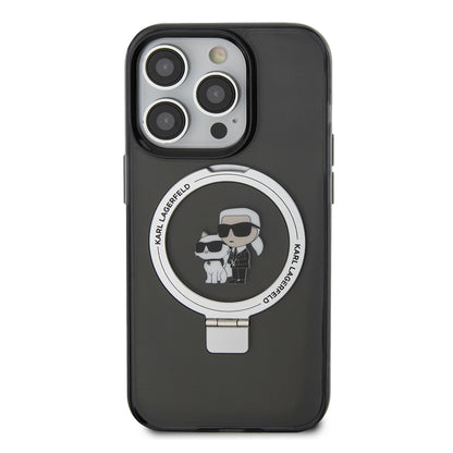 MagSafe Case for Apple iPhone 14 Pro, Karl Lagerfeld, Ring Stand Karl & Choupette, Black