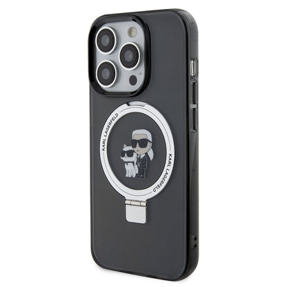 MagSafe Case for Apple iPhone 14 Pro, Karl Lagerfeld, Ring Stand Karl & Choupette, Black