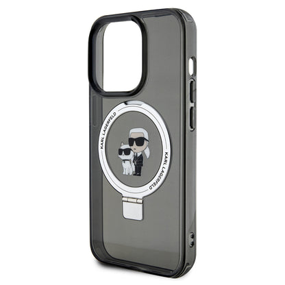 MagSafe Case for Apple iPhone 14 Pro, Karl Lagerfeld, Ring Stand Karl & Choupette, Black