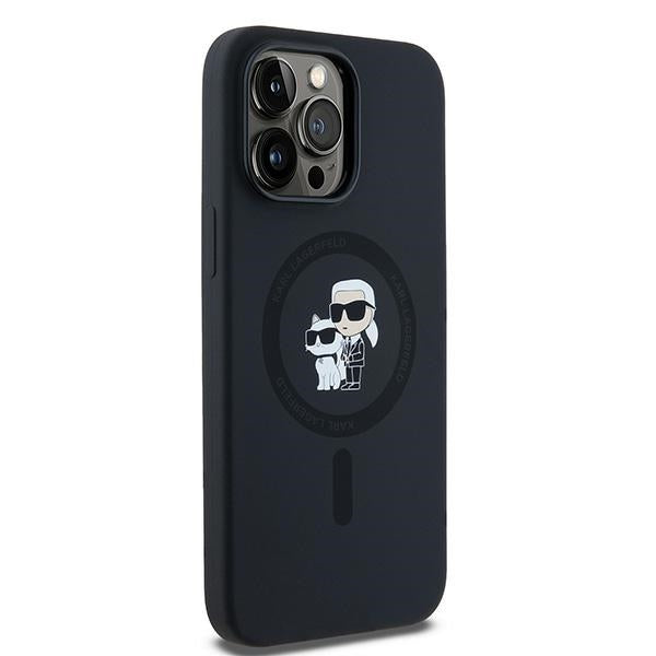 MagSafe Case for Apple iPhone 14 Pro, Karl Lagerfeld, Karl & Choupette Silicone, Black