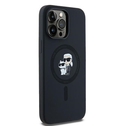 MagSafe Case for Apple iPhone 14 Pro, Karl Lagerfeld, Karl & Choupette Silicone, Black