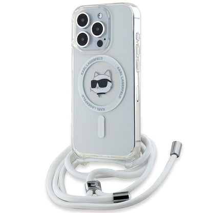 MagSafe Case for Apple iPhone 14 Pro Max, Karl Lagerfeld, IML Crossbody Choupette's Head with Strap, Transparent