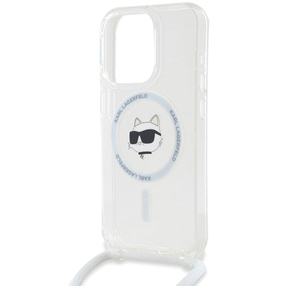 MagSafe Case for Apple iPhone 14 Pro Max, Karl Lagerfeld, IML Crossbody Choupette's Head with Strap, Transparent
