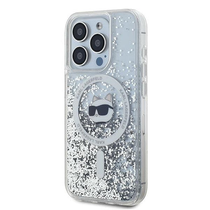 MagSafe Case for Apple iPhone 14 Pro Max, Karl Lagerfeld, Liquid Glitter Choupette's Head, Transparent