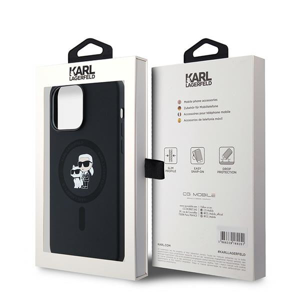 MagSafe Case for Apple iPhone 14 Pro Max, Karl Lagerfeld, Karl & Choupette Silicone, Black