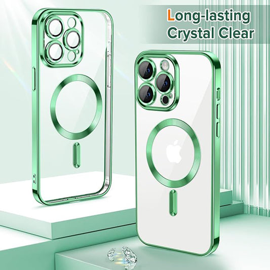 MagSafe Case for Apple iPhone 14 Pro Max, Techsuit, Luxury Crystal, Light Green