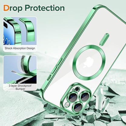MagSafe Case for Apple iPhone 14 Pro Max, Techsuit, Luxury Crystal, Light Green