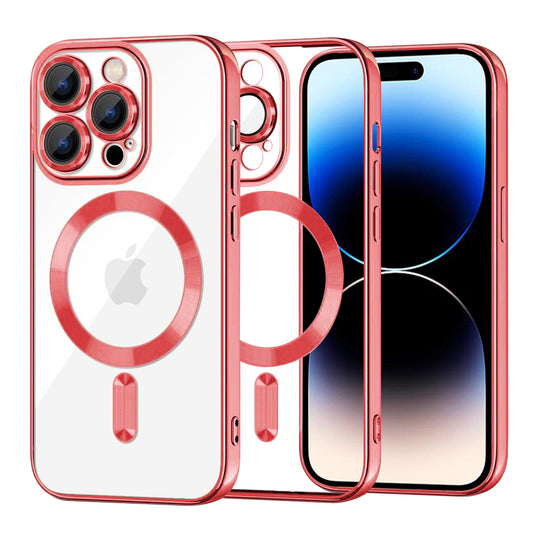 MagSafe Case for Apple iPhone 14 Pro, Techsuit, Luxury Crystal, Red