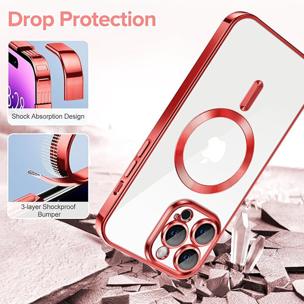 MagSafe Case for Apple iPhone 14 Pro, Techsuit, Luxury Crystal, Red