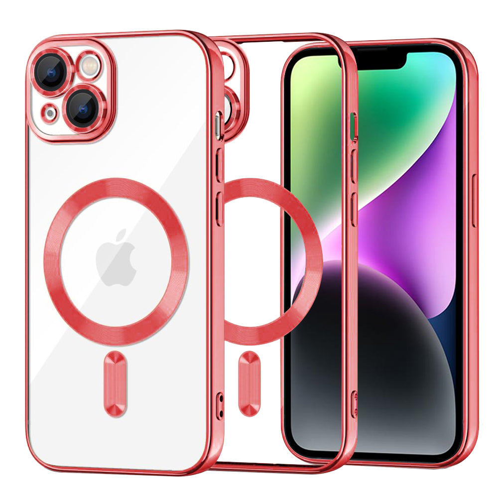 MagSafe Case for Apple iPhone 14, Techsuit, Luxury Crystal, Red