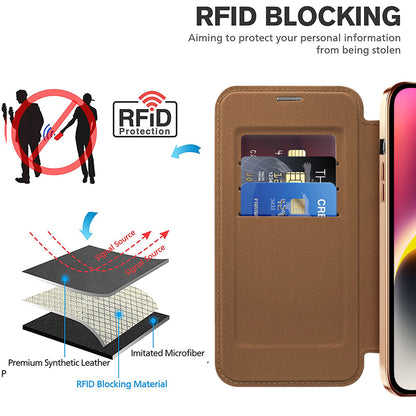 MagSafe Case for Apple iPhone 14, Techsuit, SmartMag Book, Brown