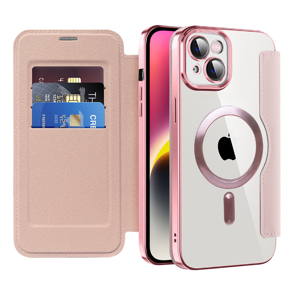MagSafe Case for Apple iPhone 14, Techsuit, SmartMag Book, Pink
