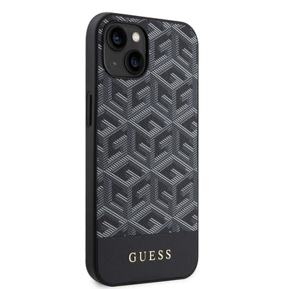 MagSafe Case for Apple iPhone 15, Guess, GCube Stripes, Black