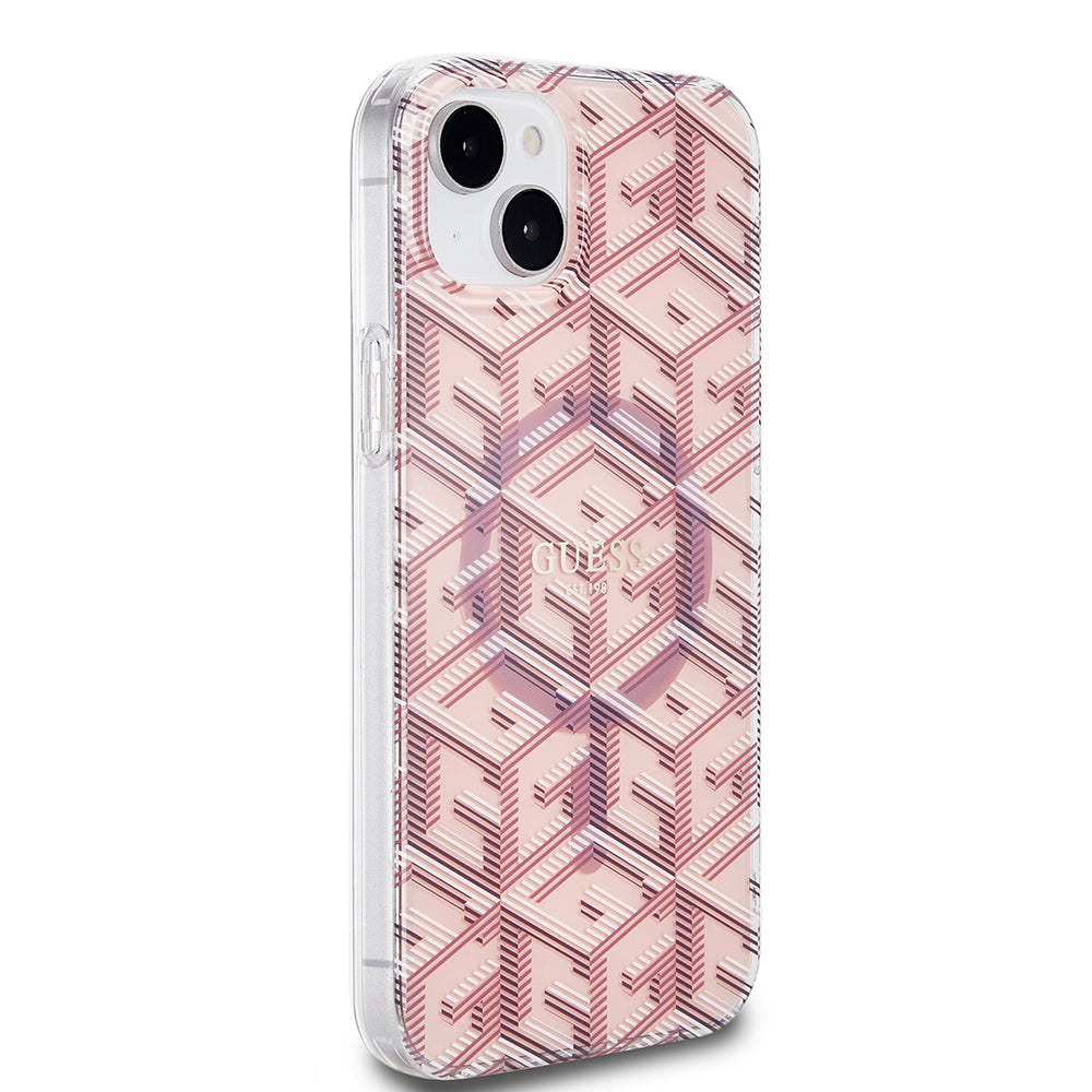 MagSafe Case for Apple iPhone 15, Guess, IML Gcube, Pink