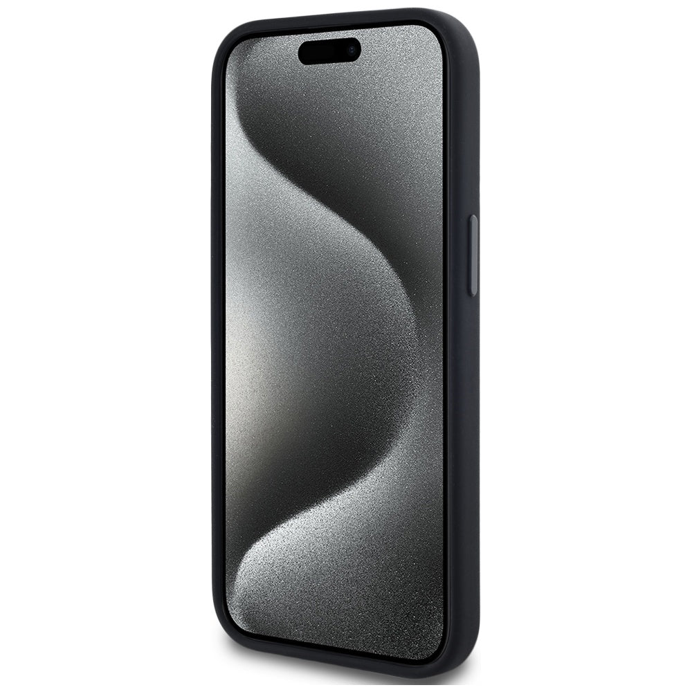 MagSafe Case for Apple iPhone 15, Karl Lagerfeld, Silicone Shadow Metal Initial, Black