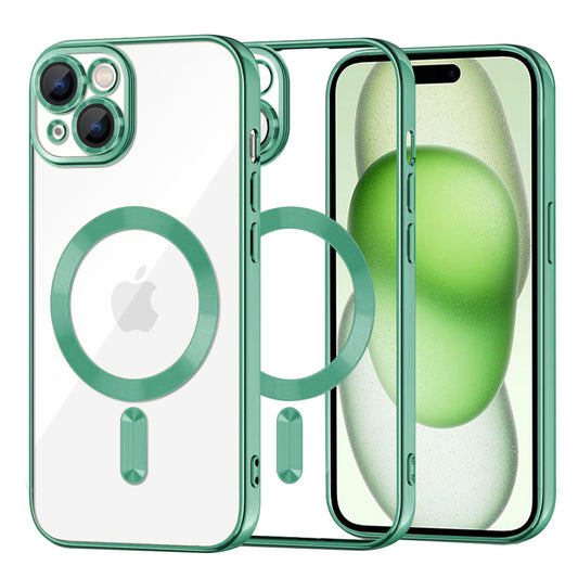 MagSafe Case for Apple iPhone 15 Plus, Techsuit, Luxury Crystal, Light Green