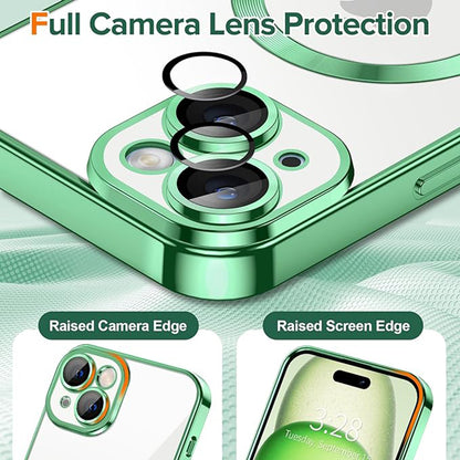 MagSafe Case for Apple iPhone 15 Plus, Techsuit, Luxury Crystal, Light Green