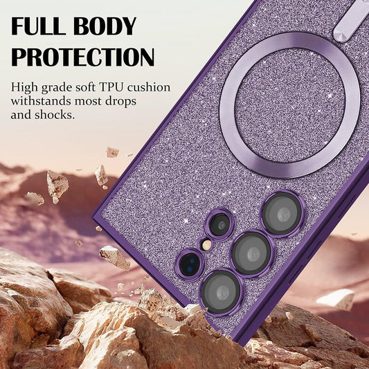 MagSafe Case for Apple iPhone 15 Plus, Techsuit, Luxury Glitter, Red