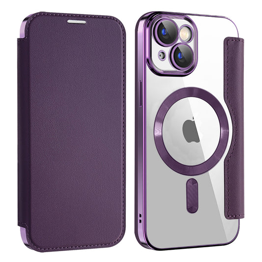MagSafe Case for Apple iPhone 15 Plus, Techsuit, SmartMag Book, Purple