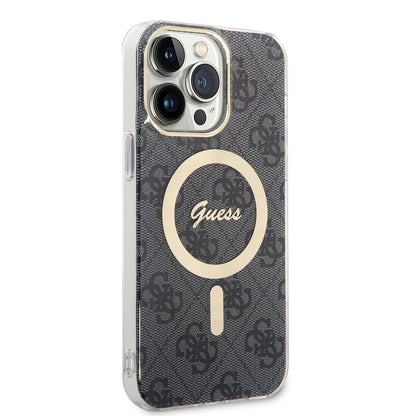 MagSafe Case for Apple iPhone 15 Pro, Guess, 4G IML, Black GUHMP15LH4STK