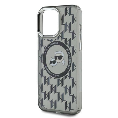 MagSafe Case for Apple iPhone 15 Pro, Karl Lagerfeld, IML Monogram Karl & Choupette's Heads, Black