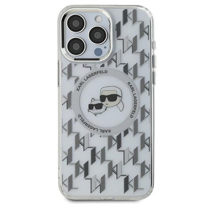 MagSafe Case for Apple iPhone 15 Pro, Karl Lagerfeld, IML Monogram Karl & Choupette's Heads, Transparent