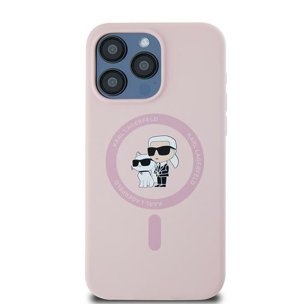 MagSafe Case for Apple iPhone 15 Pro, Karl Lagerfeld, Karl & Choupette Silicone, Pink